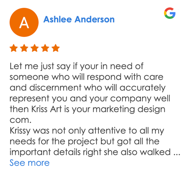 Krissart Marketing Design Google 5 star review